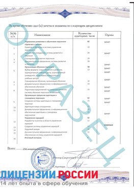 Образец приложение к диплому (страница 2) Боровск Профессиональная переподготовка сотрудников 